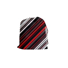 Red Black White Stripes Pattern Drawstring Pouch (small) by SpinnyChairDesigns