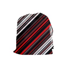 Red Black White Stripes Pattern Drawstring Pouch (large) by SpinnyChairDesigns