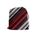 Red Black White Stripes Pattern Drawstring Pouch (Large) View1