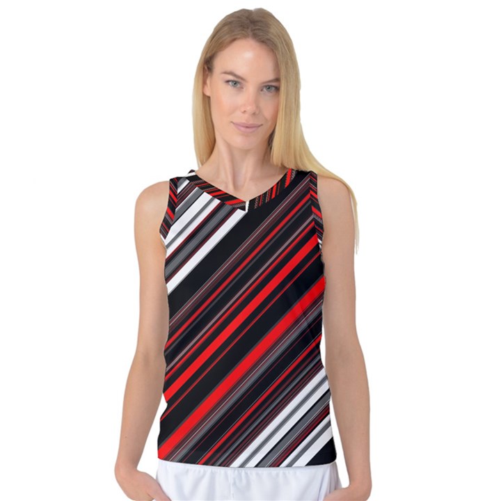 Red Black White Stripes Pattern Women s Basketball Tank Top