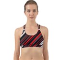 Red Black White Stripes Pattern Back Web Sports Bra View1