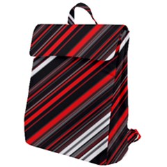 Red Black White Stripes Pattern Flap Top Backpack