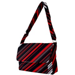 Red Black White Stripes Pattern Full Print Messenger Bag (s) by SpinnyChairDesigns