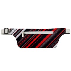 Red Black White Stripes Pattern Active Waist Bag by SpinnyChairDesigns