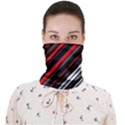 Red Black White Stripes Pattern Face Covering Bandana (Adult) View1