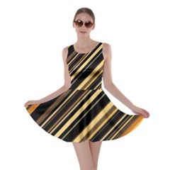 Black And Yellow Stripes Pattern Skater Dress by SpinnyChairDesigns