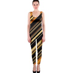 Black And Yellow Stripes Pattern One Piece Catsuit by SpinnyChairDesigns