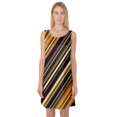 Black And Yellow Stripes Pattern Sleeveless Satin Nightdress by SpinnyChairDesigns