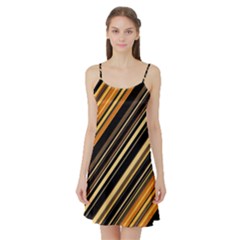 Black And Yellow Stripes Pattern Satin Night Slip by SpinnyChairDesigns