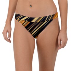 Black And Yellow Stripes Pattern Band Bikini Bottom by SpinnyChairDesigns