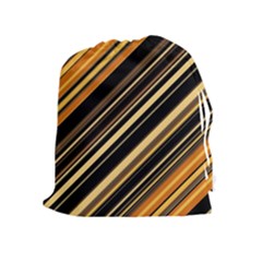 Black And Yellow Stripes Pattern Drawstring Pouch (xl)