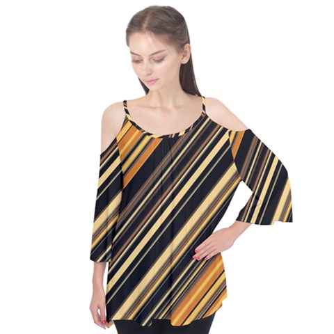 Black And Yellow Stripes Pattern Flutter Tees by SpinnyChairDesigns