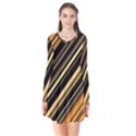 Black and Yellow Stripes Pattern Long Sleeve V-neck Flare Dress View1