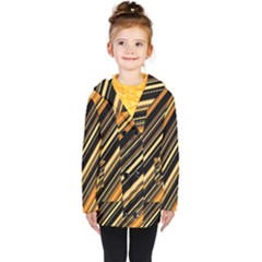 Black And Yellow Stripes Pattern Kids  Double Breasted Button Coat by SpinnyChairDesigns