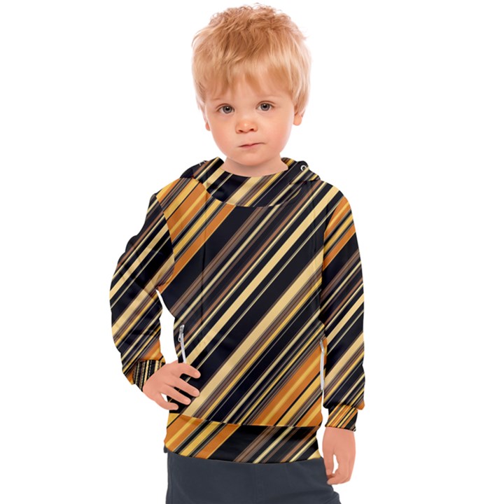 Black and Yellow Stripes Pattern Kids  Hooded Pullover