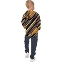 Black and Yellow Stripes Pattern Kids  Hooded Pullover View2