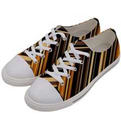 Black And Yellow Stripes Pattern Women s Low Top Canvas Sneakers by SpinnyChairDesigns