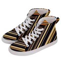 Black And Yellow Stripes Pattern Men s Hi-top Skate Sneakers by SpinnyChairDesigns