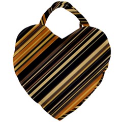 Black And Yellow Stripes Pattern Giant Heart Shaped Tote by SpinnyChairDesigns