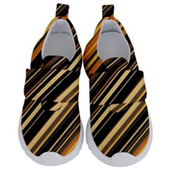 Black And Yellow Stripes Pattern Kids  Velcro No Lace Shoes by SpinnyChairDesigns