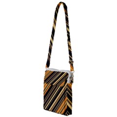 Black And Yellow Stripes Pattern Multi Function Travel Bag by SpinnyChairDesigns