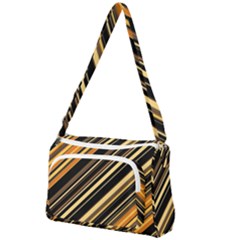 Black And Yellow Stripes Pattern Front Pocket Crossbody Bag by SpinnyChairDesigns