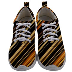 Black And Yellow Stripes Pattern Mens Athletic Shoes by SpinnyChairDesigns