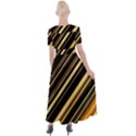 Black and Yellow Stripes Pattern Button Up Short Sleeve Maxi Dress View2