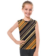 Black And Yellow Stripes Pattern Kids  Mesh Tank Top