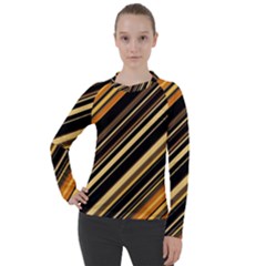 Black And Yellow Stripes Pattern Women s Pique Long Sleeve Tee