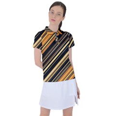 Black And Yellow Stripes Pattern Women s Polo Tee