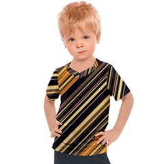 Black And Yellow Stripes Pattern Kids  Sports Tee