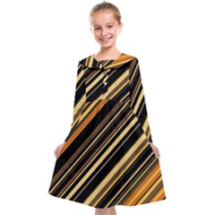 Black And Yellow Stripes Pattern Kids  Midi Sailor Dress