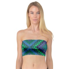 Blue Green Diamond Pattern Bandeau Top by SpinnyChairDesigns