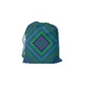 Blue Green Diamond Pattern Drawstring Pouch (Small) View2