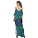 Blue Green Diamond Pattern Maxi Chiffon Cover Up Dress View2