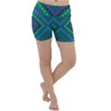 Blue Green Diamond Pattern Lightweight Velour Yoga Shorts View1