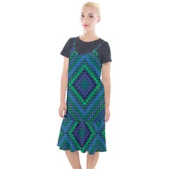 Blue Green Diamond Pattern Camis Fishtail Dress by SpinnyChairDesigns