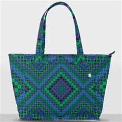 Blue Green Diamond Pattern Back Pocket Shoulder Bag  by SpinnyChairDesigns