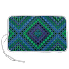 Blue Green Diamond Pattern Pen Storage Case (l)