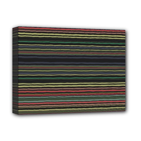 Dark Rust Red And Green Stripes Pattern Deluxe Canvas 16  X 12  (stretched)  by SpinnyChairDesigns