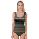 Dark Rust Red and Green Stripes Pattern Princess Tank Leotard  View1