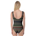 Dark Rust Red and Green Stripes Pattern Princess Tank Leotard  View2