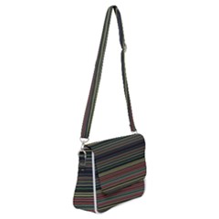 Dark Rust Red And Green Stripes Pattern Shoulder Bag With Back Zipper by SpinnyChairDesigns