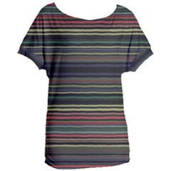 Dark Rust Red And Green Stripes Pattern Women s Oversized Tee by SpinnyChairDesigns