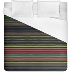 Dark Rust Red And Green Stripes Pattern Duvet Cover (king Size) by SpinnyChairDesigns