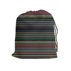 Dark Rust Red And Green Stripes Pattern Drawstring Pouch (xl) by SpinnyChairDesigns