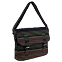 Dark Rust Red and Green Stripes Pattern Buckle Messenger Bag View1