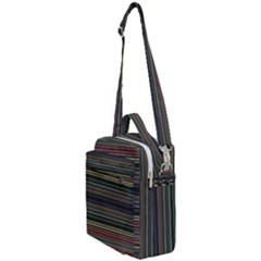 Dark Rust Red And Green Stripes Pattern Crossbody Day Bag by SpinnyChairDesigns