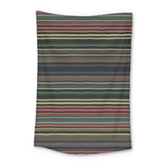 Dark Rust Red And Green Stripes Pattern Small Tapestry by SpinnyChairDesigns